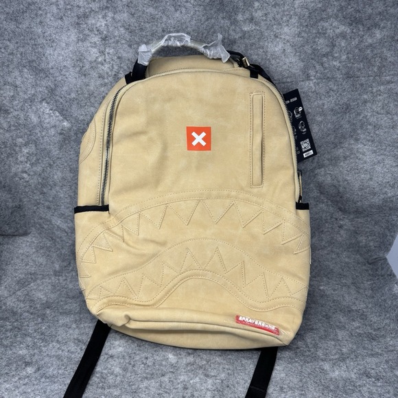 SPRAYGROUND Timber Shark Backpack Limited Edition Rare Beige Faux Suede
